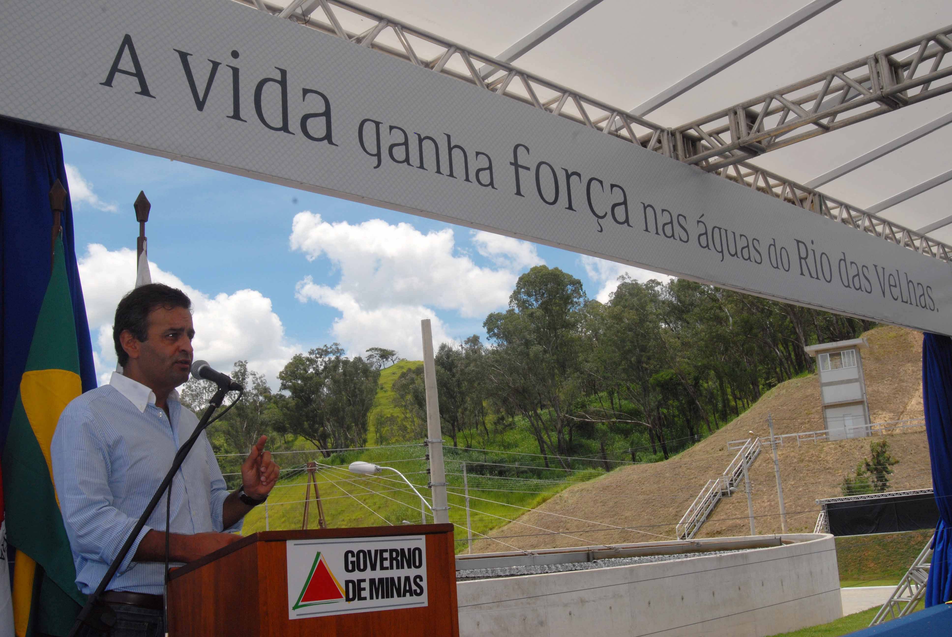 Entrevista do governador Aécio Neves na inauguração da ETE do Ribeirão do Onça, em Belo Horizonte