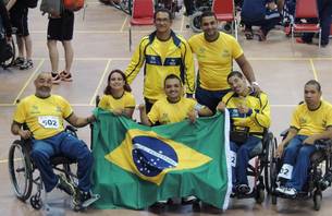 Membros da seleção brasileira de bocha, que conquistou seis medalhas, sendo três de ouro