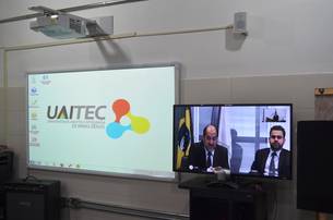 A solenidade foi presidida pelo secretário adjunto, Vicente Gamarano, e pelo chefe de gabinete, Leandro Lima, por meio de videoconferência
