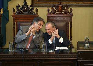 O governador Fernando Pimentel e o vice-presidente da República, Michel Temer