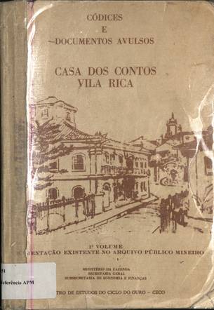Capa do Catálogo dos Códices da "Coleção Casa dos Contos", do Arquivo Público Mineiro