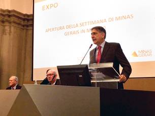  Governador Fernando Pimentel fala a empresários durante a Semana de Minas Gerais, na Expo Milão, Itália