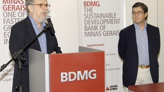 O presidente do BDMG, Paulo Paiva, e o presidente do BID, Luis Alberto Moreno