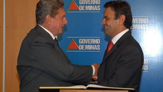 Novo secretário de Estado de Desenvolvimento Regional e Política Urbana, Sebastião Navarro, e o governador Aécio Neves
