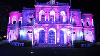 Palácio da Liberdade foi iluminado com holofotes cor de rosa