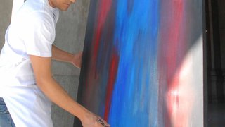 Artista plastico Marcos Lima durante o Pintando Ao Vivo
