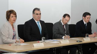 Lélia Inês, superintendente da Sectes; Narcio Rodrigues, Nuno Simões e Rubem Saldanha, gerente Intel