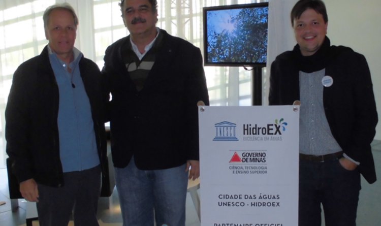 Rodrigo Oliveira (Grupo Horizontes Inhotim), Alexandre Saad (Unesco-Hidroex); e Alexandre Andrade