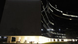 Projeções de obras e frase de Niemeyer nas paredes da Cidade Administrativa