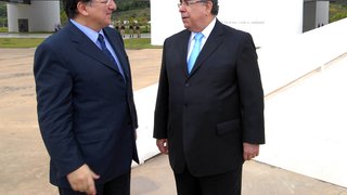 José Manuel Durão Barroso e Alberto Pinto Coelho durante encontro na Cidade Administrativa