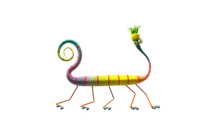 O mascote da Rede Minas, o Blangastramonga, entra na folia durante a programação infantil