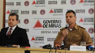 Secretário Rômulo Ferraz e coronel Márcio Martins Sant´Ana, durante coletiva