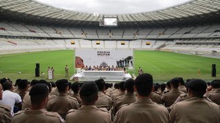 Após a apresentação do Batalhão Copa, militares participaram de treinamento no Mineirão