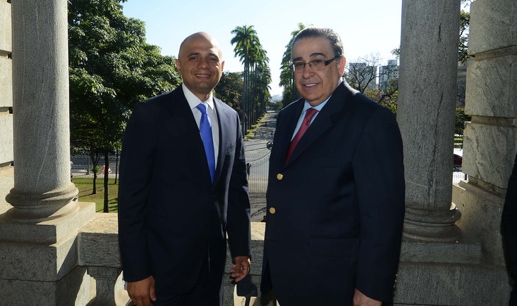 Alberto Pinto Coelho e Sajid Javid se encontraram no Palácio da Liberdade, em Belo Horizonte
