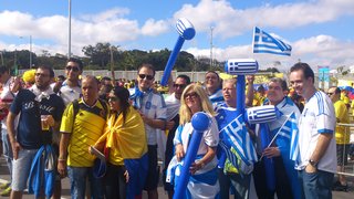 Torcedores gregos também estão em Belo Horizonte para torcer por sua seleção