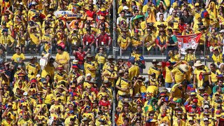 Nas arquibancadas do Mineirão, os colombianos acompanharam a vitória de sua seleção