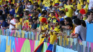 Nas arquibancadas do Mineirão, os colombianos acompanharam a vitória de sua seleção