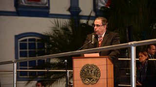 O governador de Minas Gerais, Alberto Pinto Coelho, em pronunciamento durante a solenidade