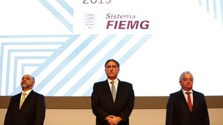George Hilton (Ministério dos Esportes), governador Fernando Pimentel e Olavo Machado (Fiemg)